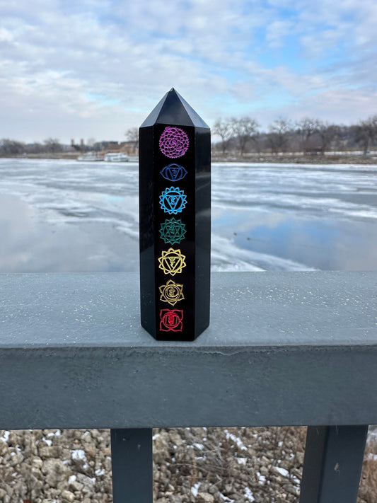 Black Obsidian Chakra Tower (Imperfection)