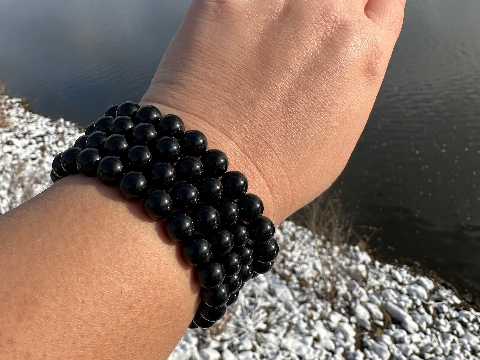 One (1) 8mm Black Obsidian Bracelet | Jewelry | Protection | Transformation | Altar | Meditation