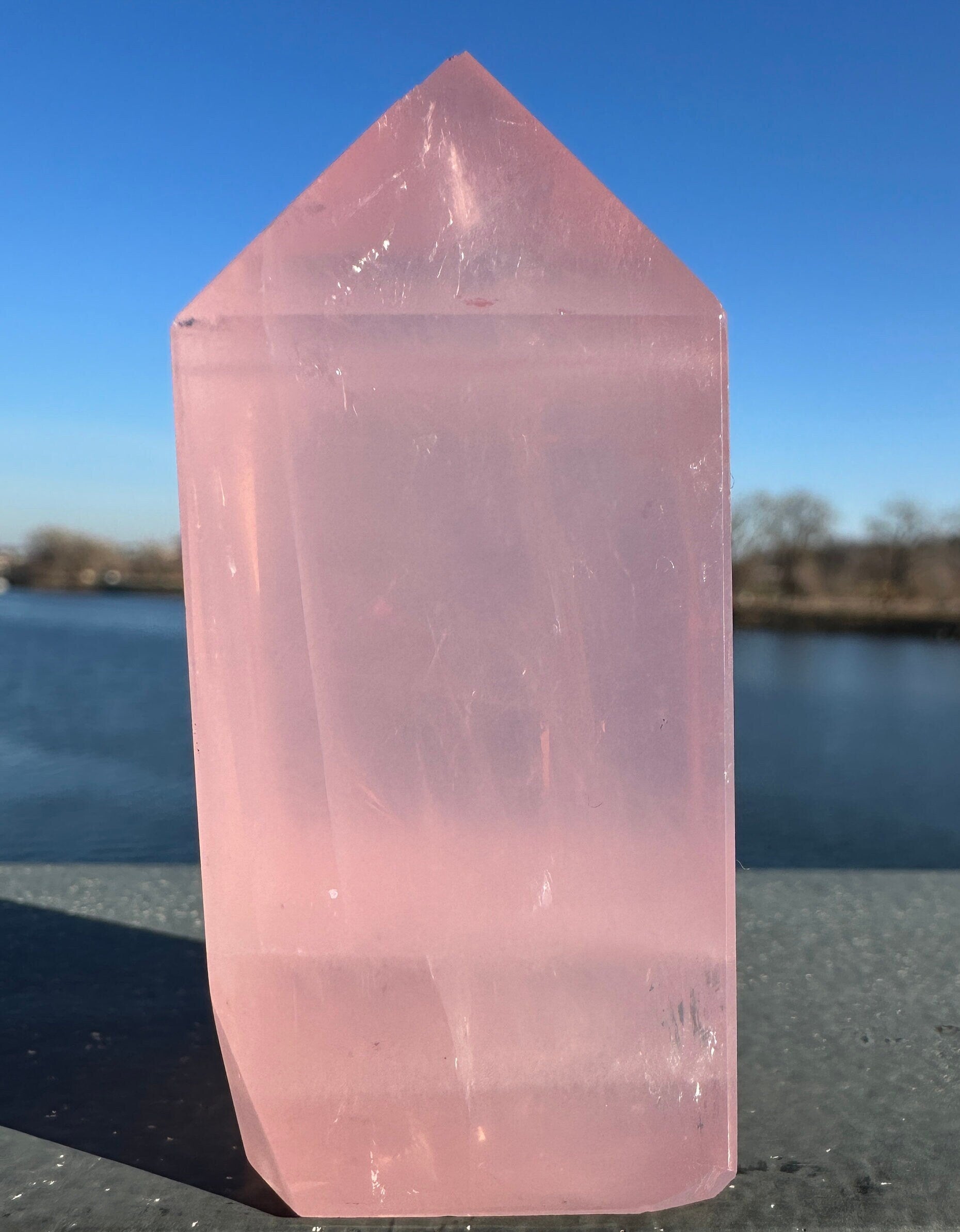 High Quality Star Rose Quartz Tower | Star Asterism | Sphere Palm Stone Obelisk | Healing Crystal | Heart Chakra