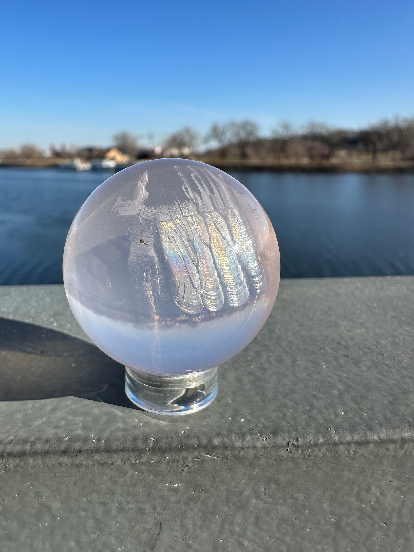 35mm High Quality Star Ice Rose Quartz Sphere | Star Asterism | Sphere Palm Stone Obelisk | Healing Crystal | Heart Chakra