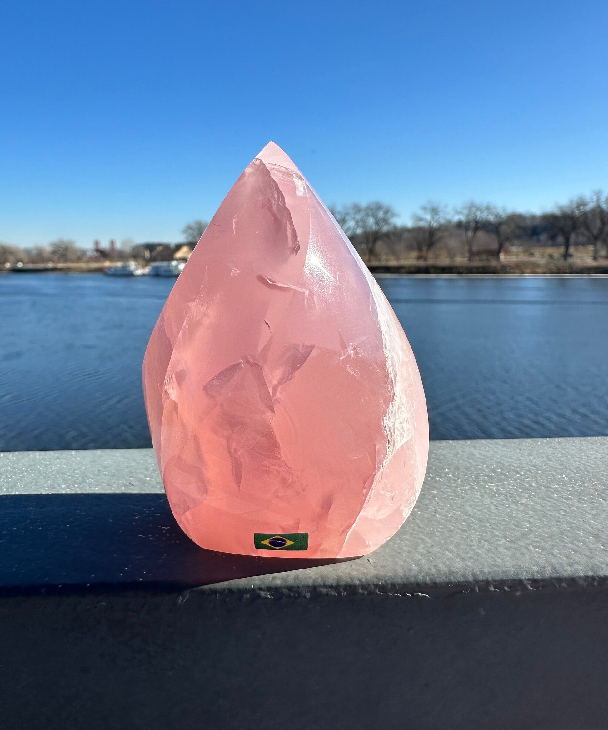 High Quality Rose Quartz Flame from Brazil | Sphere Palm Stone Obelisk | Healing Crystal | Heart Chakra