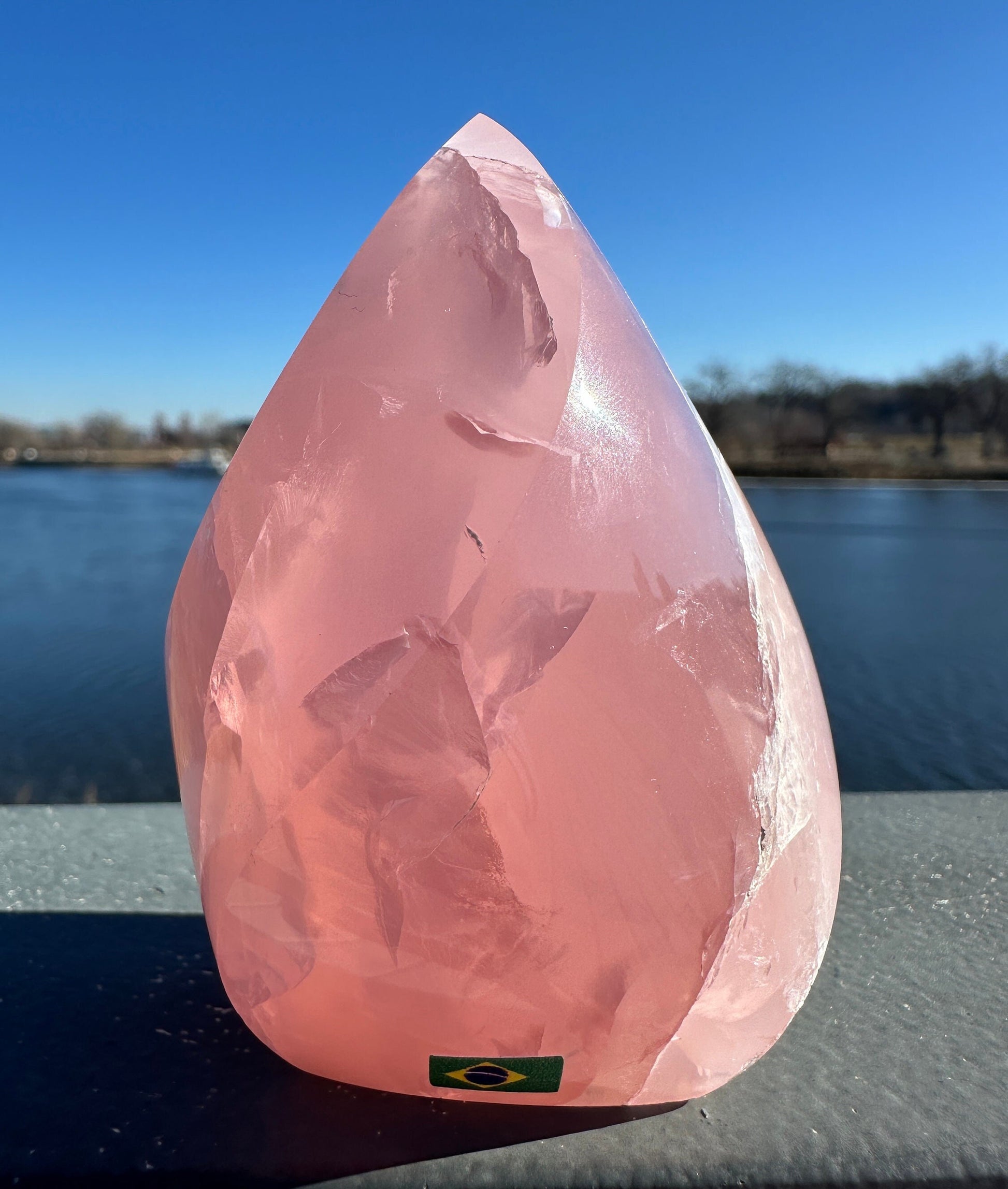 High Quality Rose Quartz Flame from Brazil | Sphere Palm Stone Obelisk | Healing Crystal | Heart Chakra