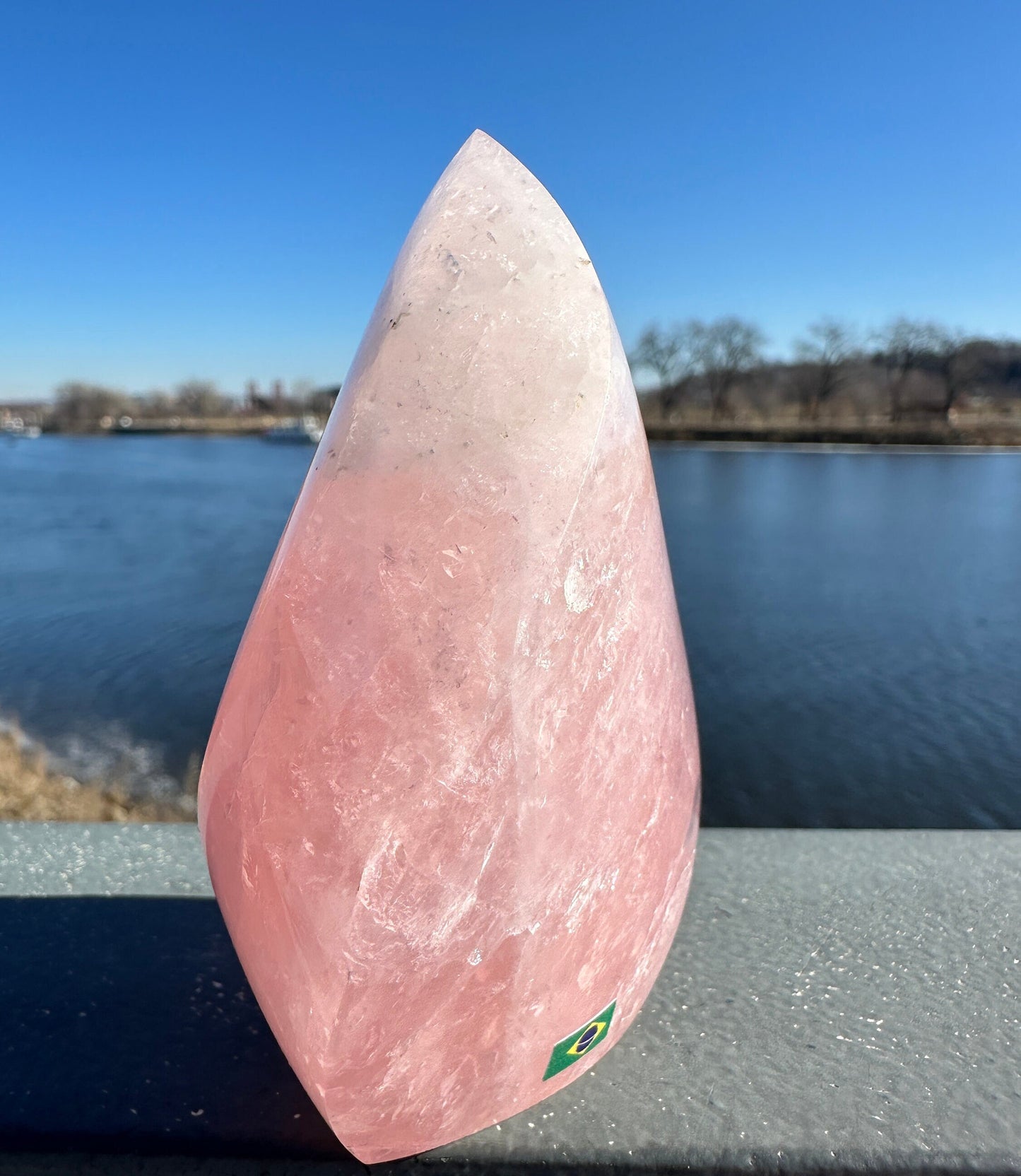 High Quality Rose Quartz Flame from Brazil | Sphere Palm Stone Obelisk Tower | Healing Crystal | Heart Chakra