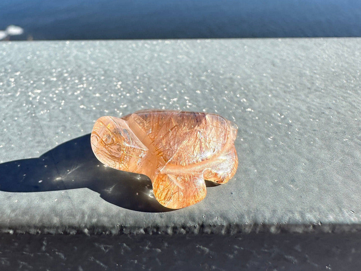 High Grade Golden Rutile Quartz Turtle Carving from Brazil | Garden Quartz | Inclusion Quartz