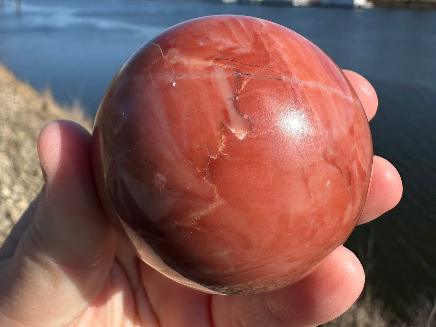 52mm Rare Natural Pink Serpentine Polished Sphere from India | Pink Serpentine Gemstone | Tucson Exclusive