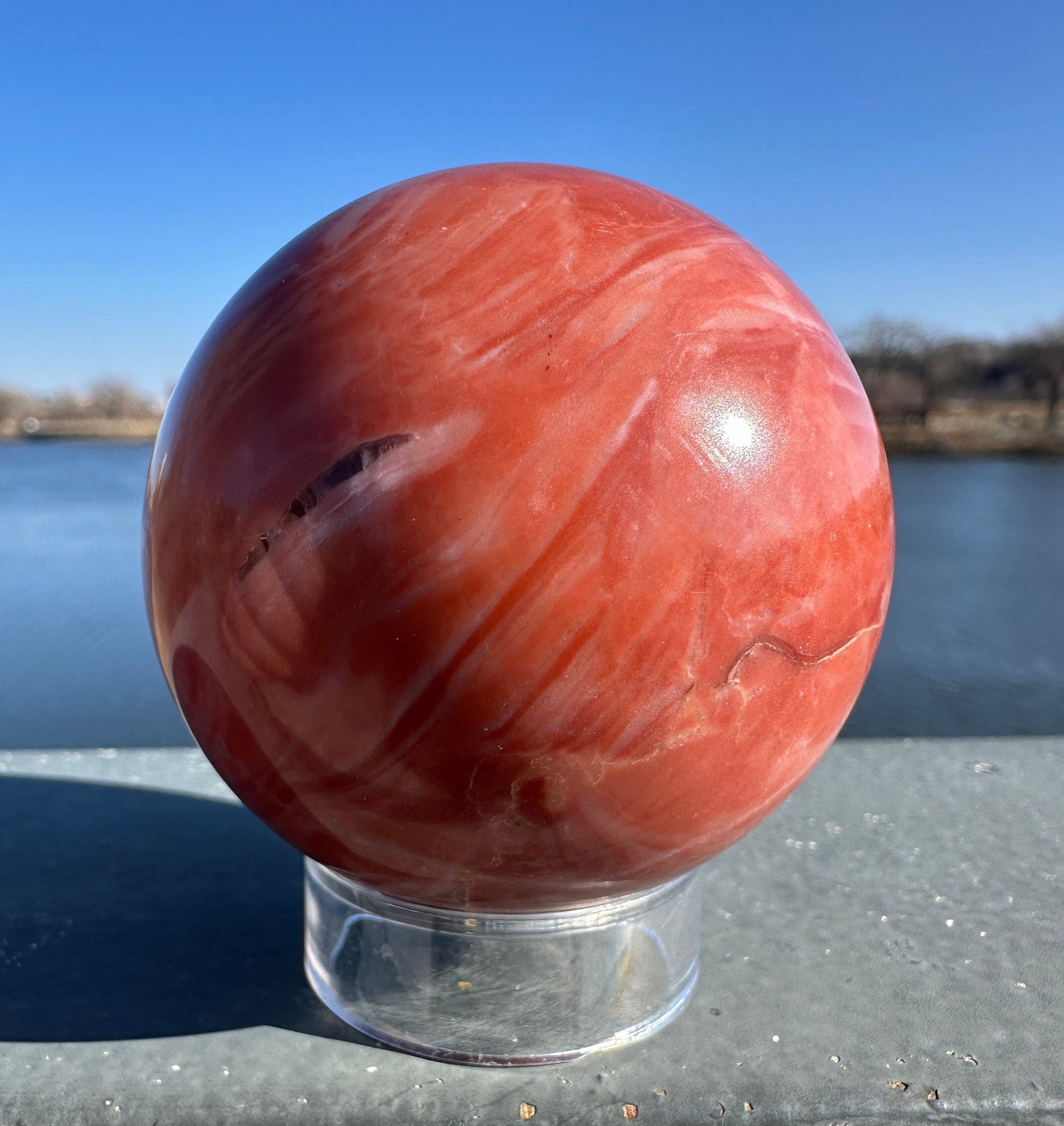 52mm Rare Natural Pink Serpentine Polished Sphere from India | Pink Serpentine Gemstone | Tucson Exclusive