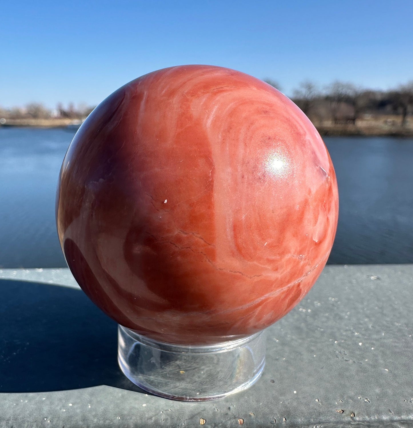 52mm Rare Natural Pink Serpentine Polished Sphere from India | Pink Serpentine Gemstone | Tucson Exclusive