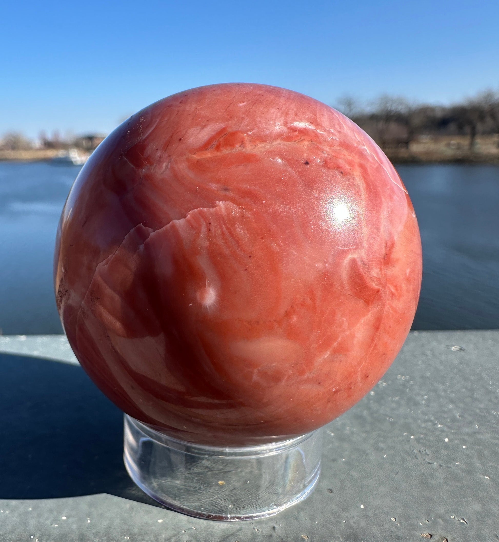 52mm Rare Natural Pink Serpentine Polished Sphere from India | Pink Serpentine Gemstone | Tucson Exclusive