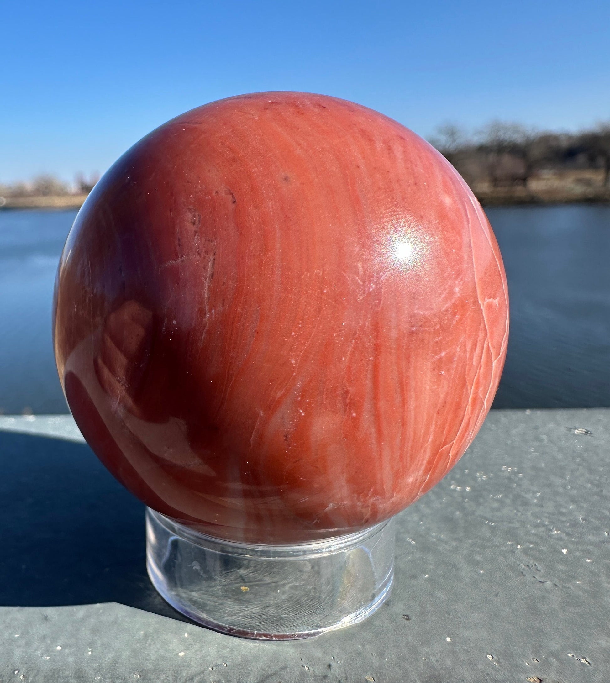 52mm Rare Natural Pink Serpentine Polished Sphere from India | Pink Serpentine Gemstone | Tucson Exclusive