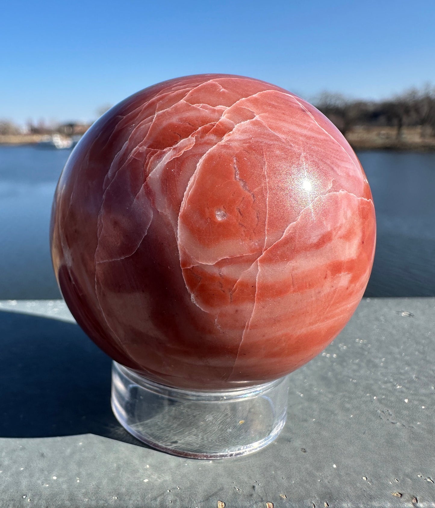 52mm Rare Natural Pink Serpentine Polished Sphere from India | Pink Serpentine Gemstone | Tucson Exclusive