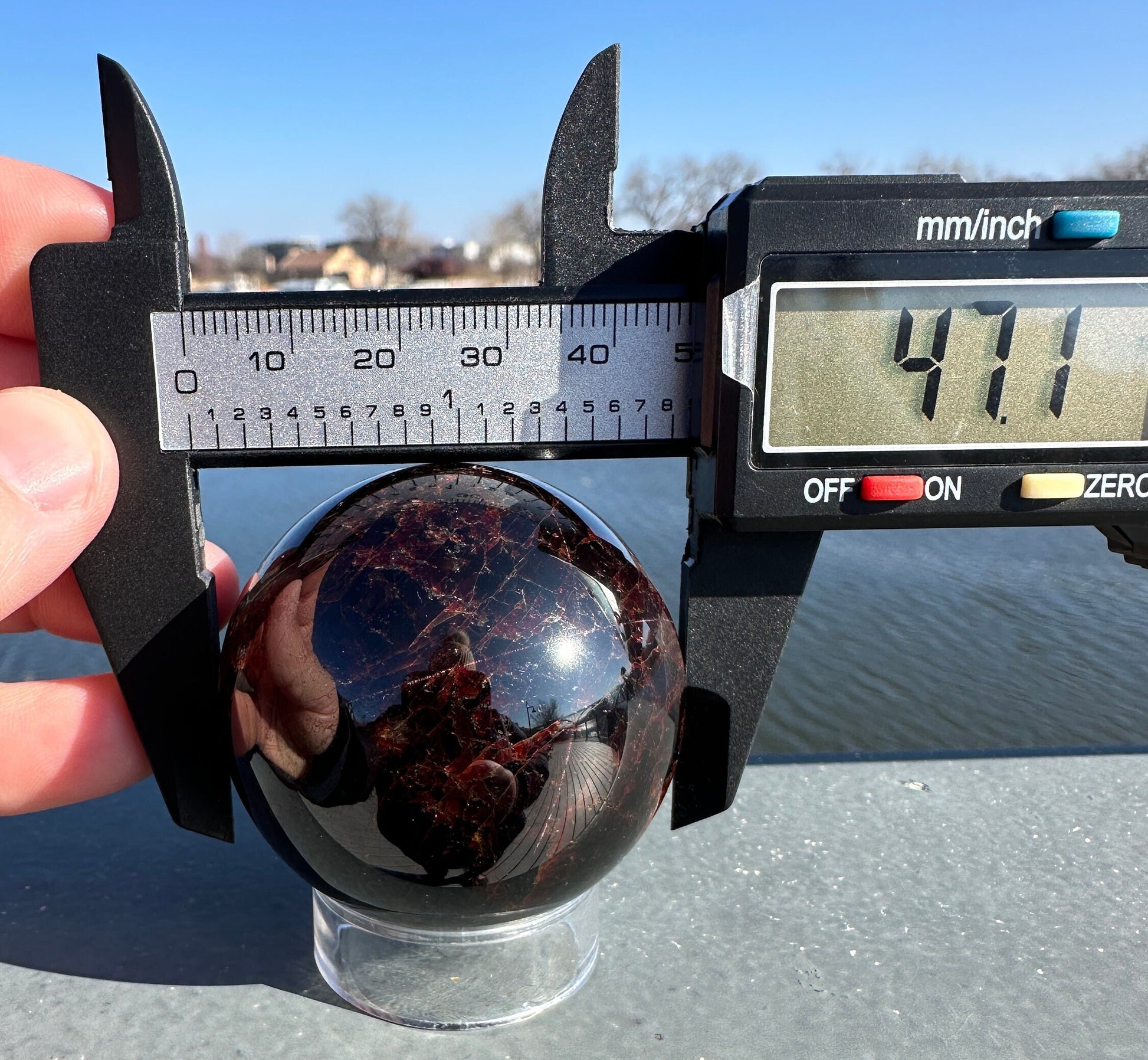 AAA Grade 47mm Star Garnet Sphere with Aquamarine | Manifestation | Depression | Root Chakra | Sensuality