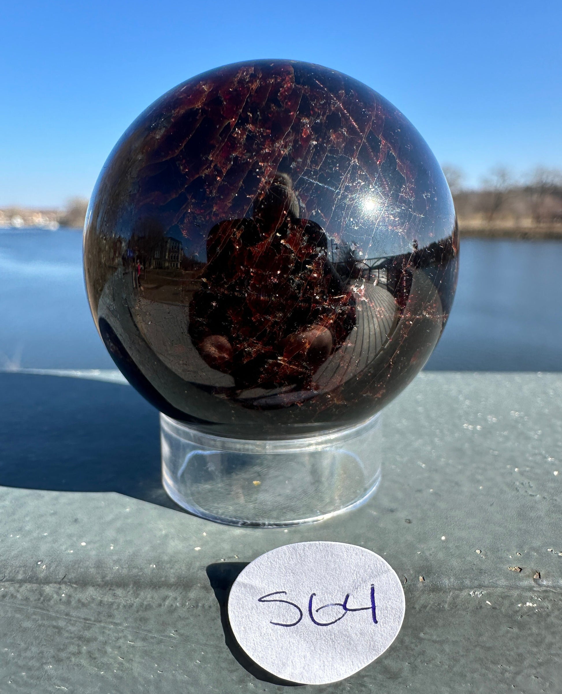 AAA Grade 47mm Star Garnet Sphere with Aquamarine | Manifestation | Depression | Root Chakra | Sensuality