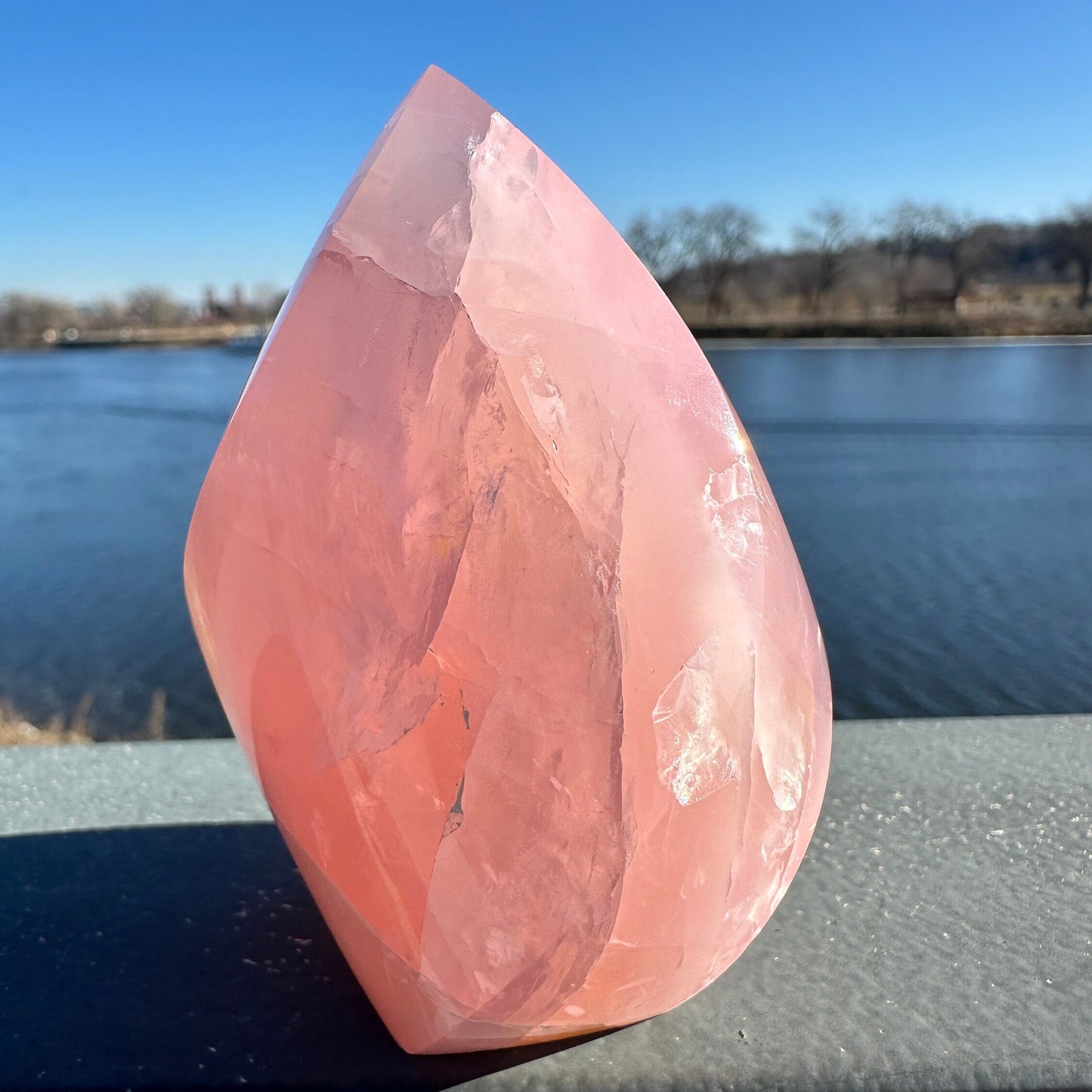 High Quality Rose Quartz Flame from Brazil | Sphere Palm Stone Obelisk | Healing Crystal | Heart Chakra