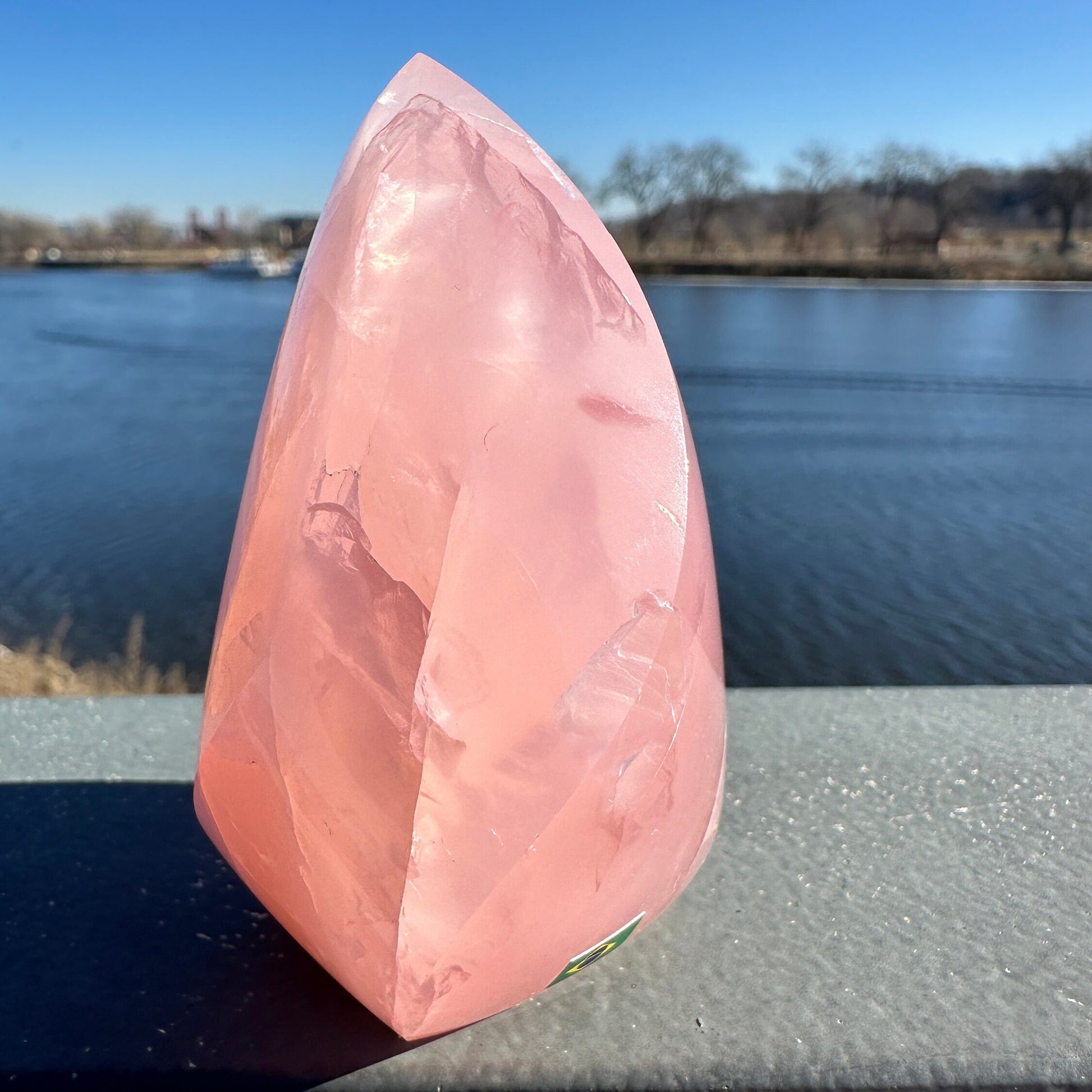 High Quality Rose Quartz Flame from Brazil | Sphere Palm Stone Obelisk | Healing Crystal | Heart Chakra