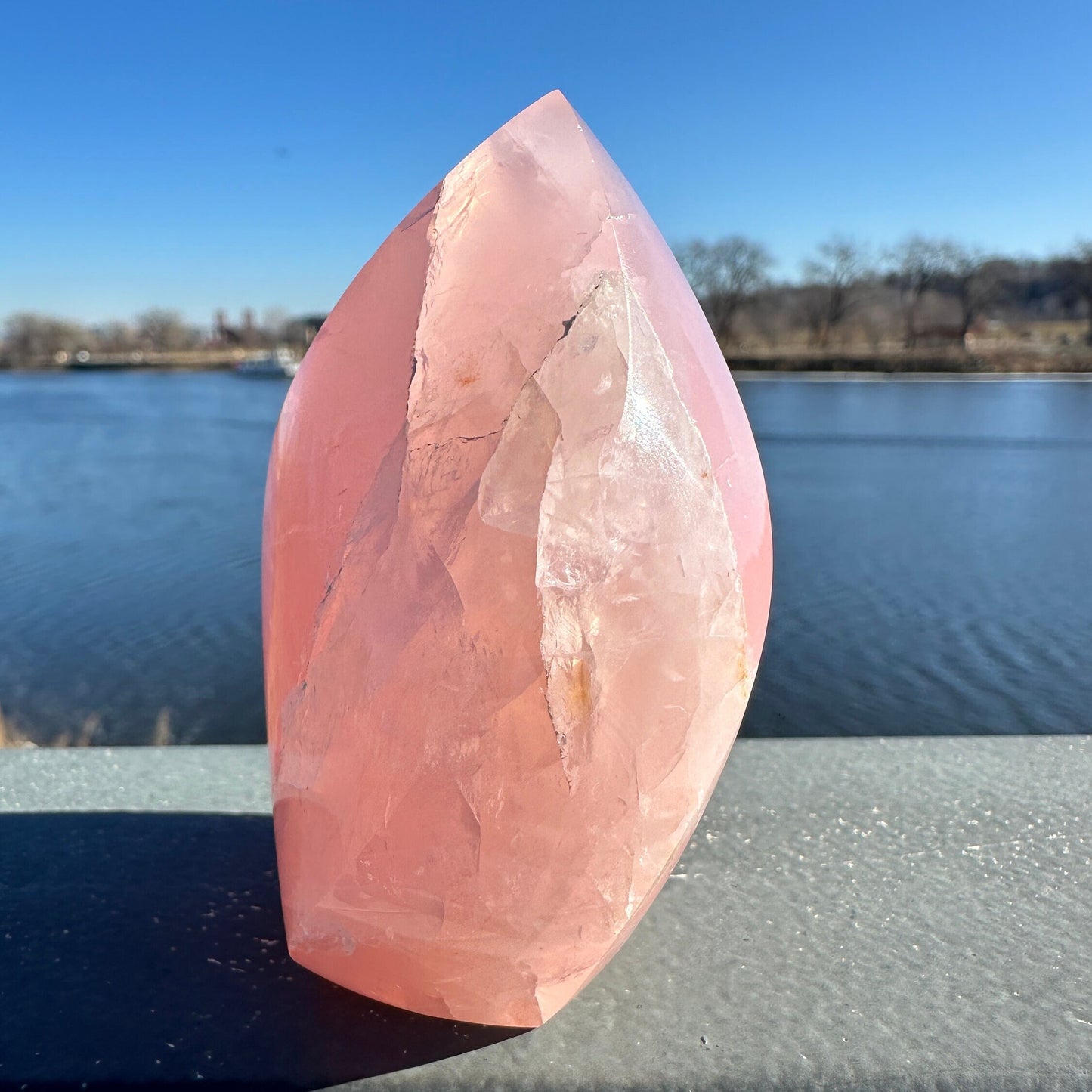 High Quality Rose Quartz Flame from Brazil | Sphere Palm Stone Obelisk | Healing Crystal | Heart Chakra