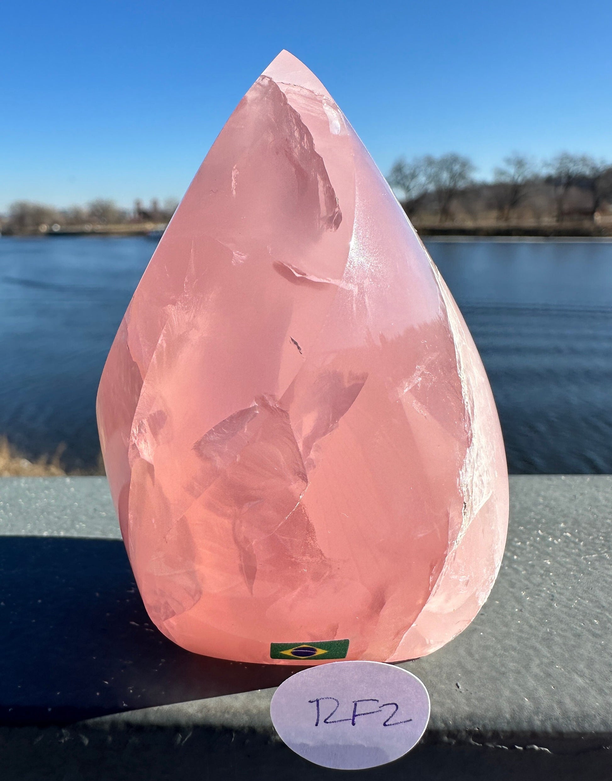 High Quality Rose Quartz Flame from Brazil | Sphere Palm Stone Obelisk | Healing Crystal | Heart Chakra