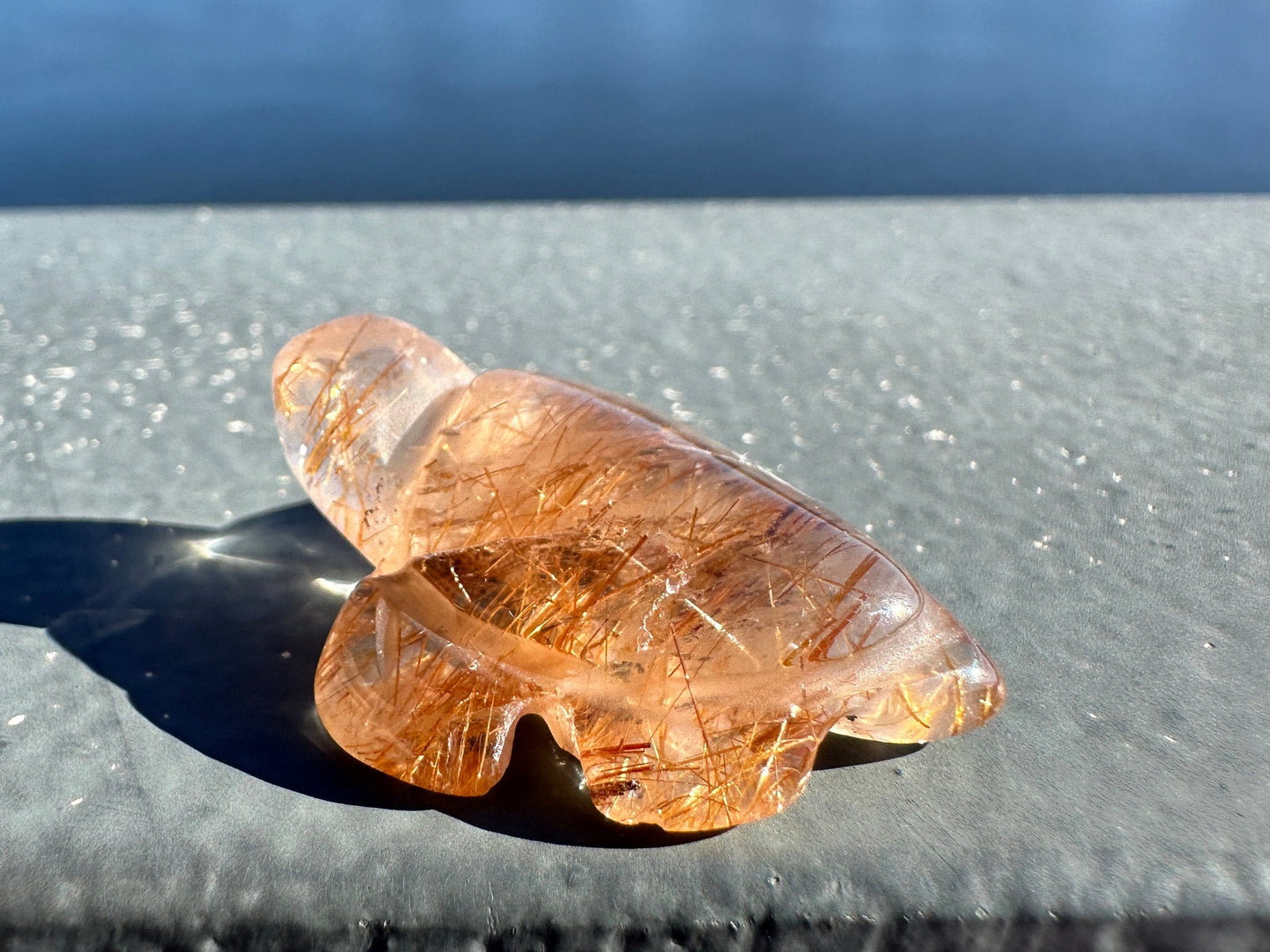 High Grade Golden Rutile Quartz Turtle Carving from Brazil | Garden Quartz | Inclusion Quartz