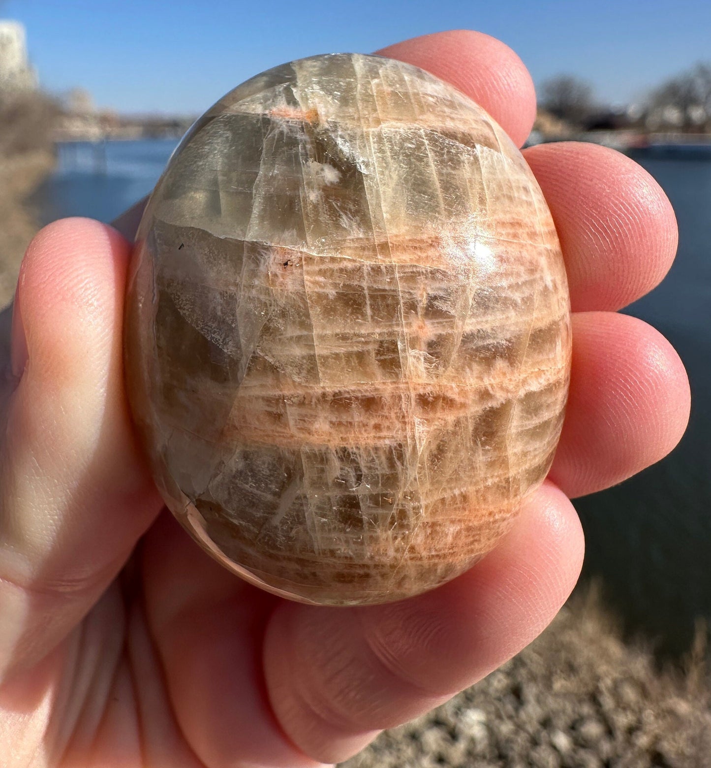 Gorgeous Indian Moonstone Palm Stone | Tucson Exclusive