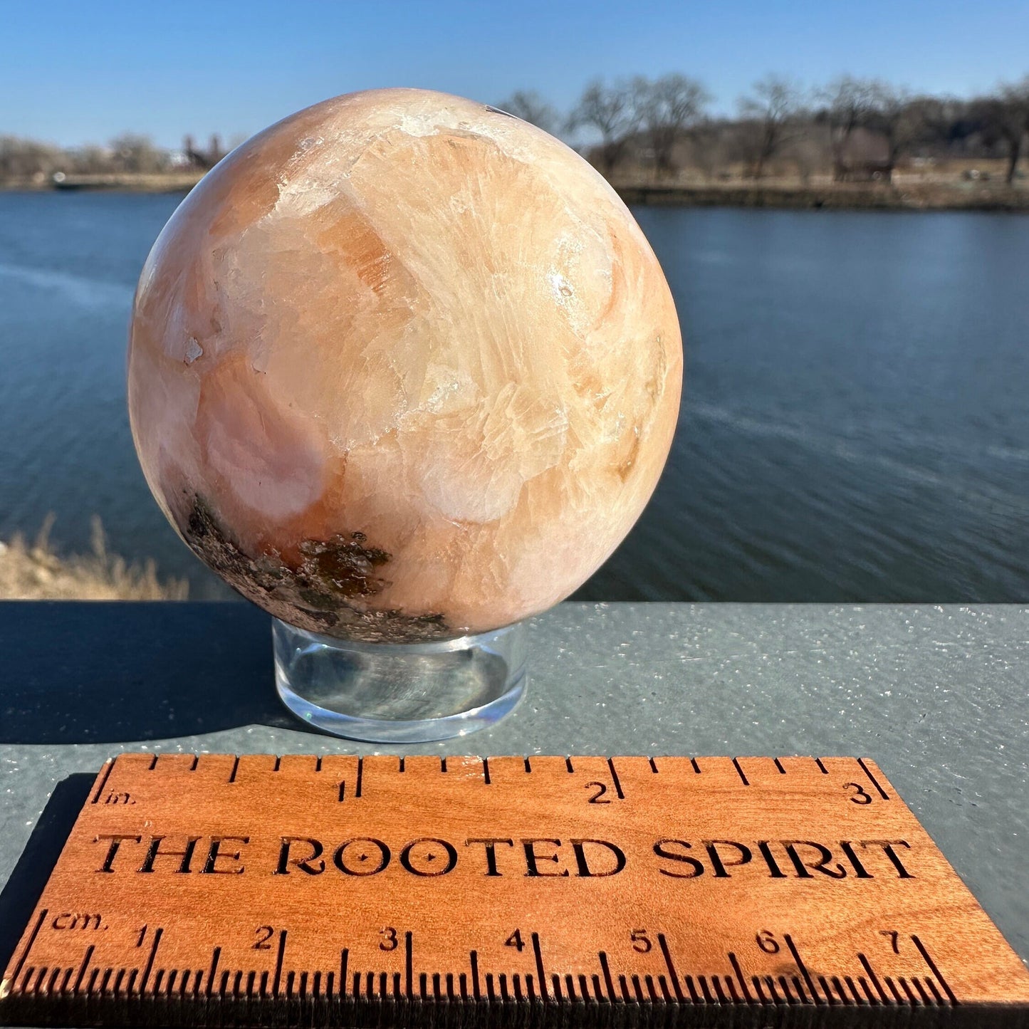 61mm High Quality Polished Stilbite Sphere | Peach Stilbite Crystal Sphere from India | Tucson Exclusive