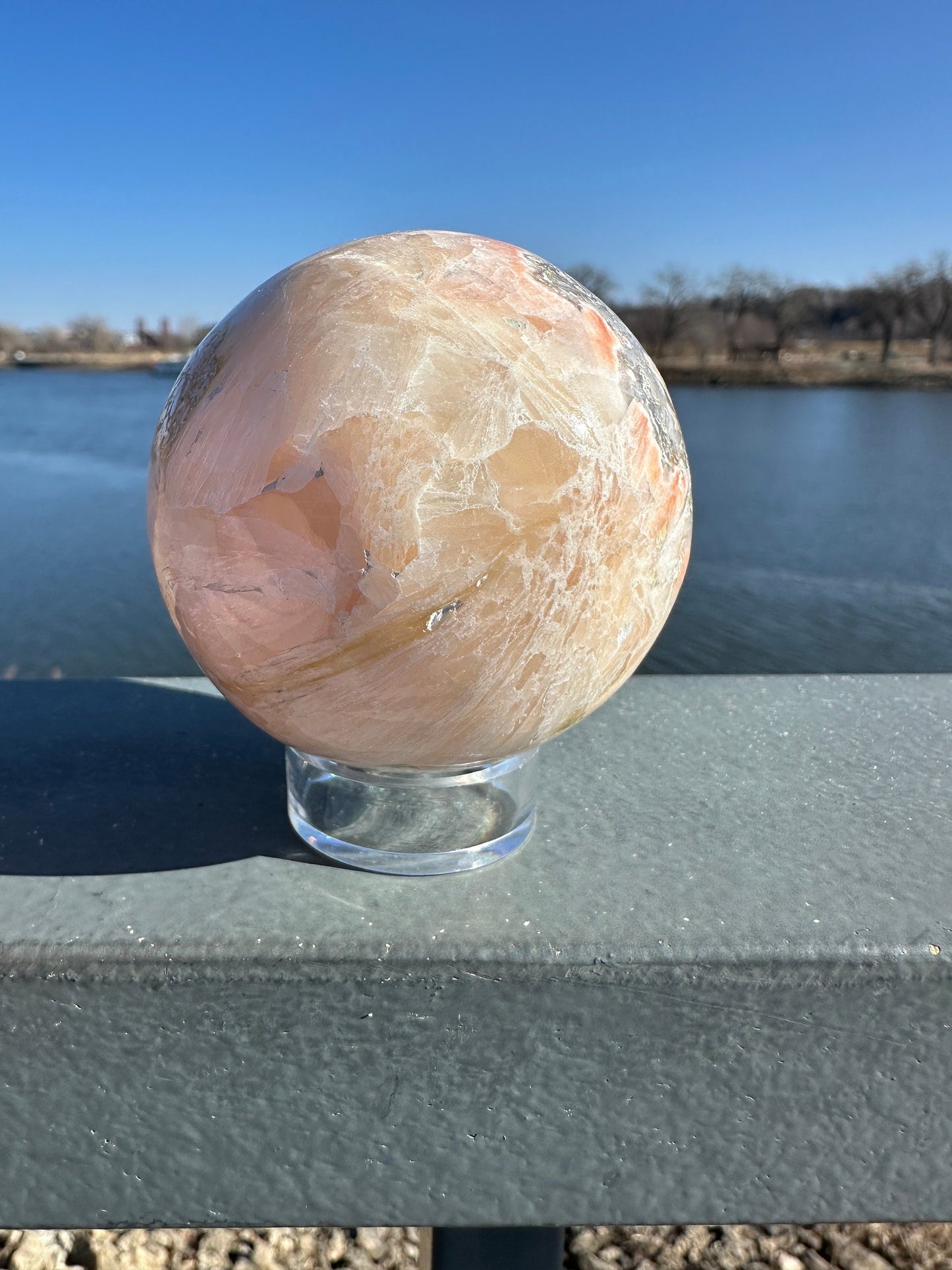 62mm High Quality Polished Stilbite Sphere | Peach Stilbite Crystal Sphere from India | Tucson Exclusive