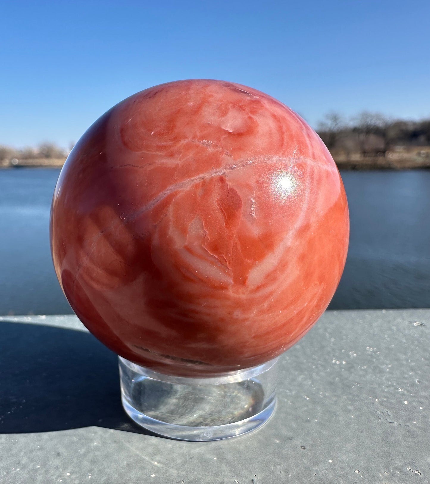 52mm Rare Natural Pink Serpentine Polished Sphere from India | Pink Serpentine Gemstone | Tucson Exclusive