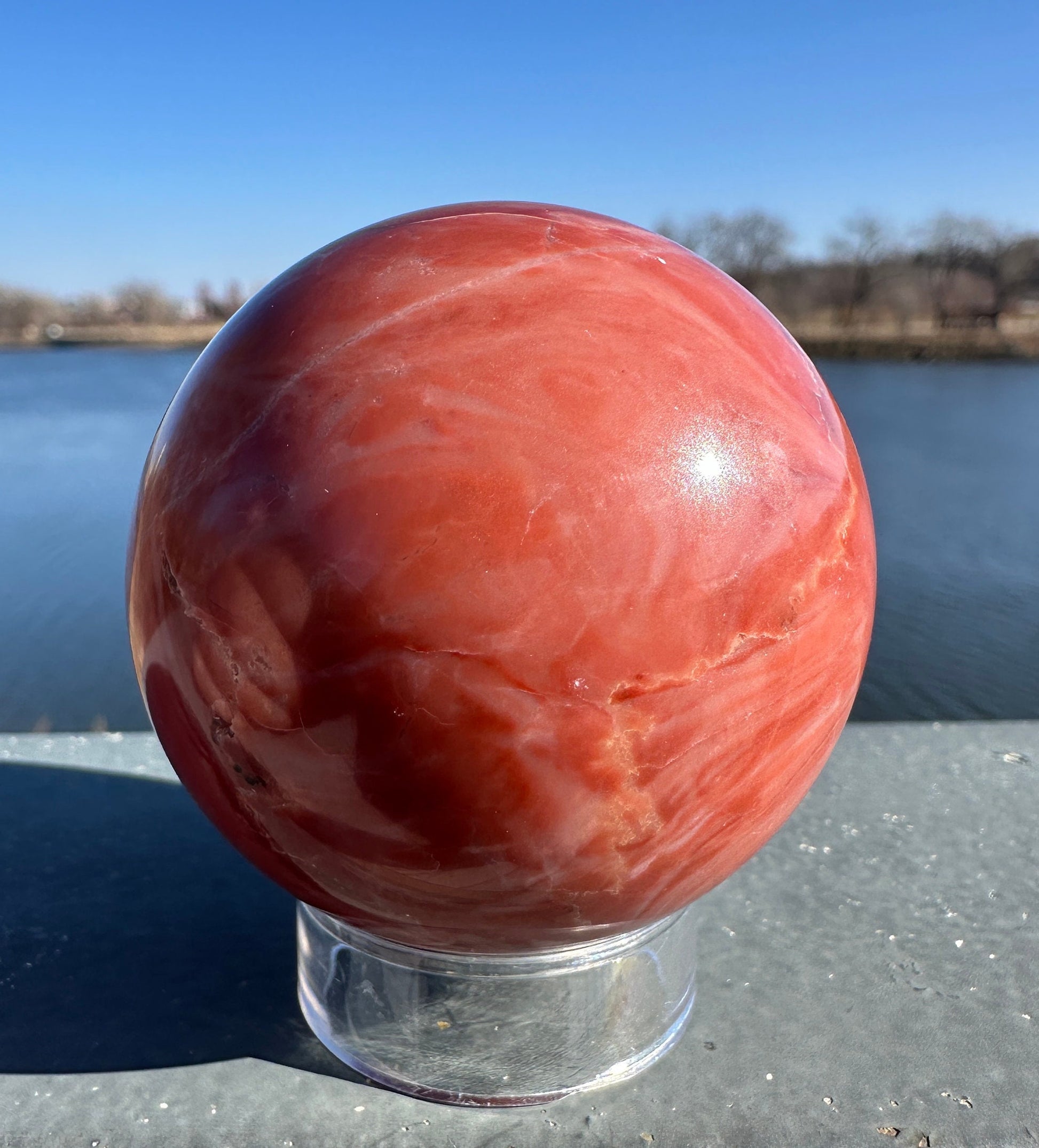 52mm Rare Natural Pink Serpentine Polished Sphere from India | Pink Serpentine Gemstone | Tucson Exclusive