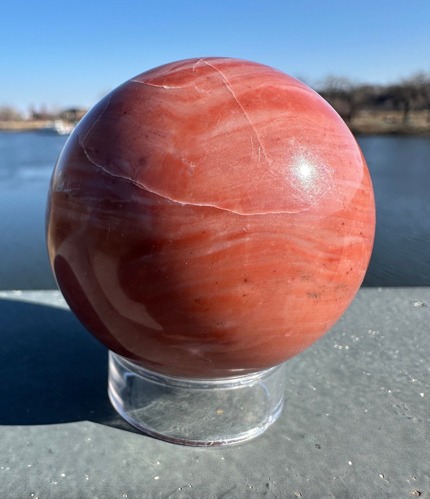 52mm Rare Natural Pink Serpentine Polished Sphere from India | Pink Serpentine Gemstone | Tucson Exclusive