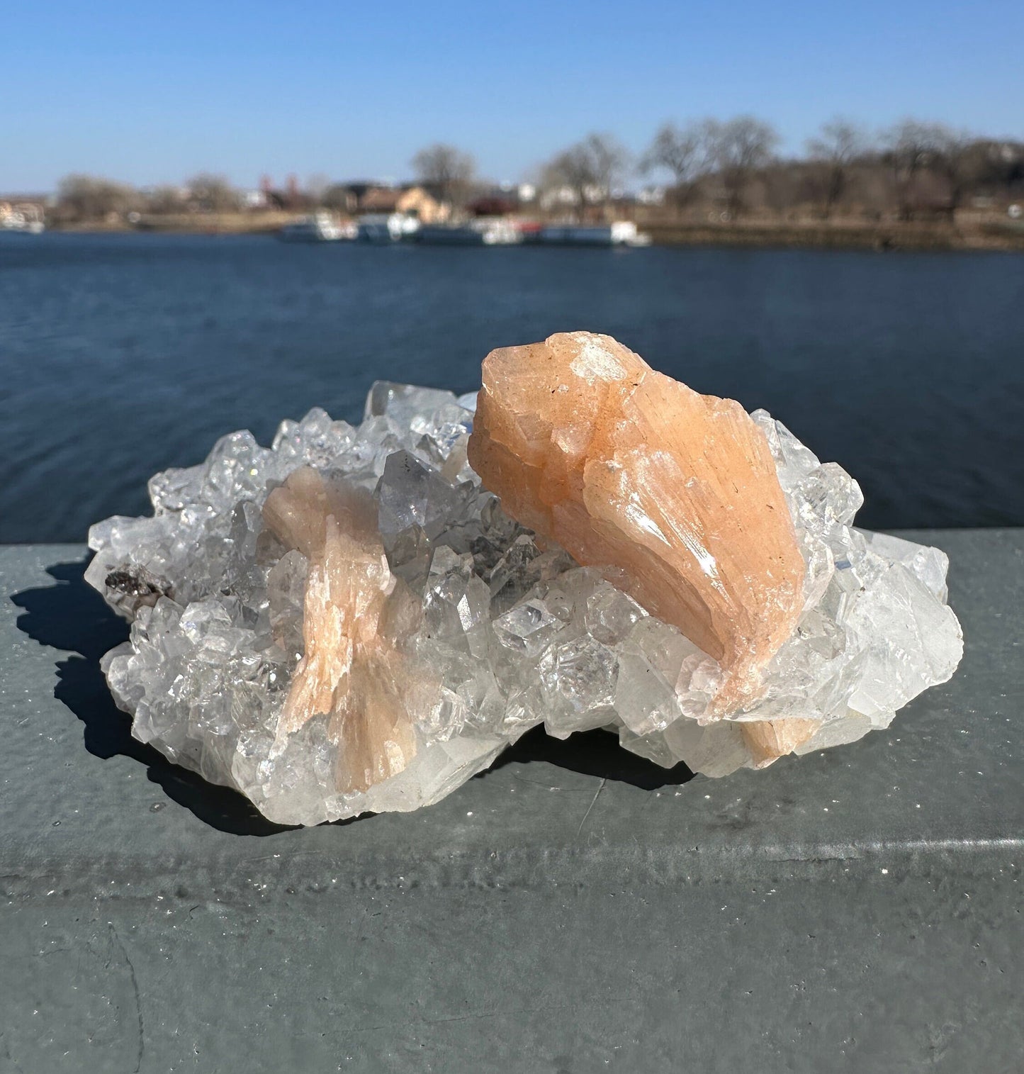 High Quality Apophyllite and Peach Stilbite Cluster