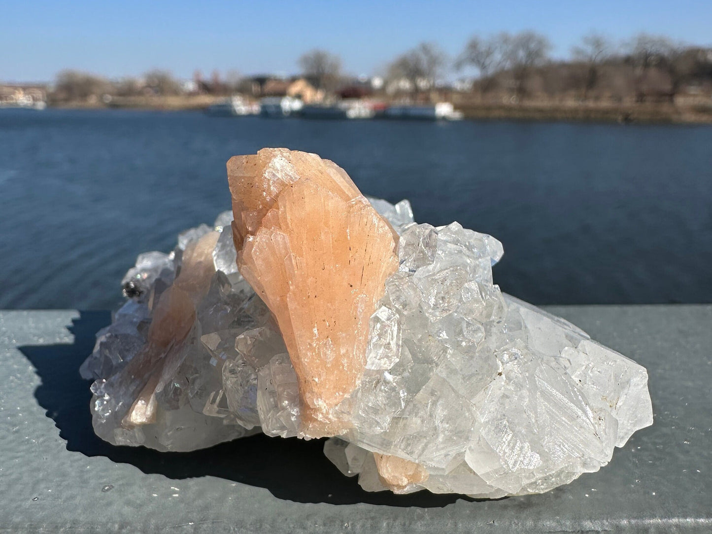 High Quality Apophyllite and Peach Stilbite Cluster