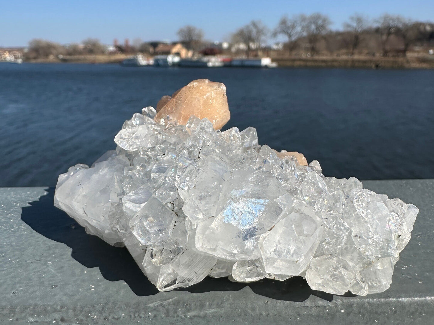 High Quality Apophyllite and Peach Stilbite Cluster