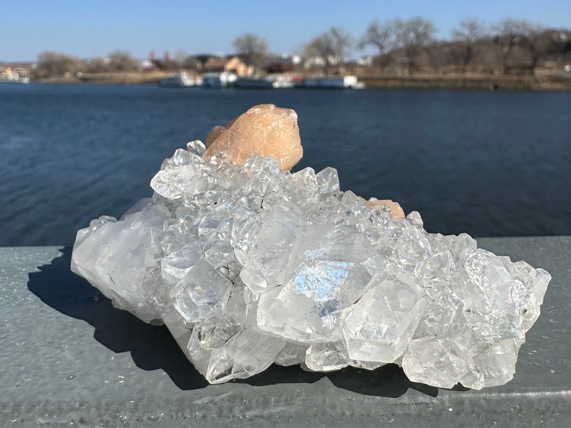 High Quality Apophyllite and Peach Stilbite Cluster