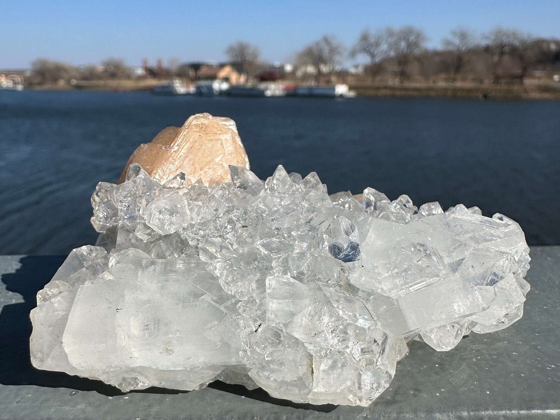 High Quality Apophyllite and Peach Stilbite Cluster