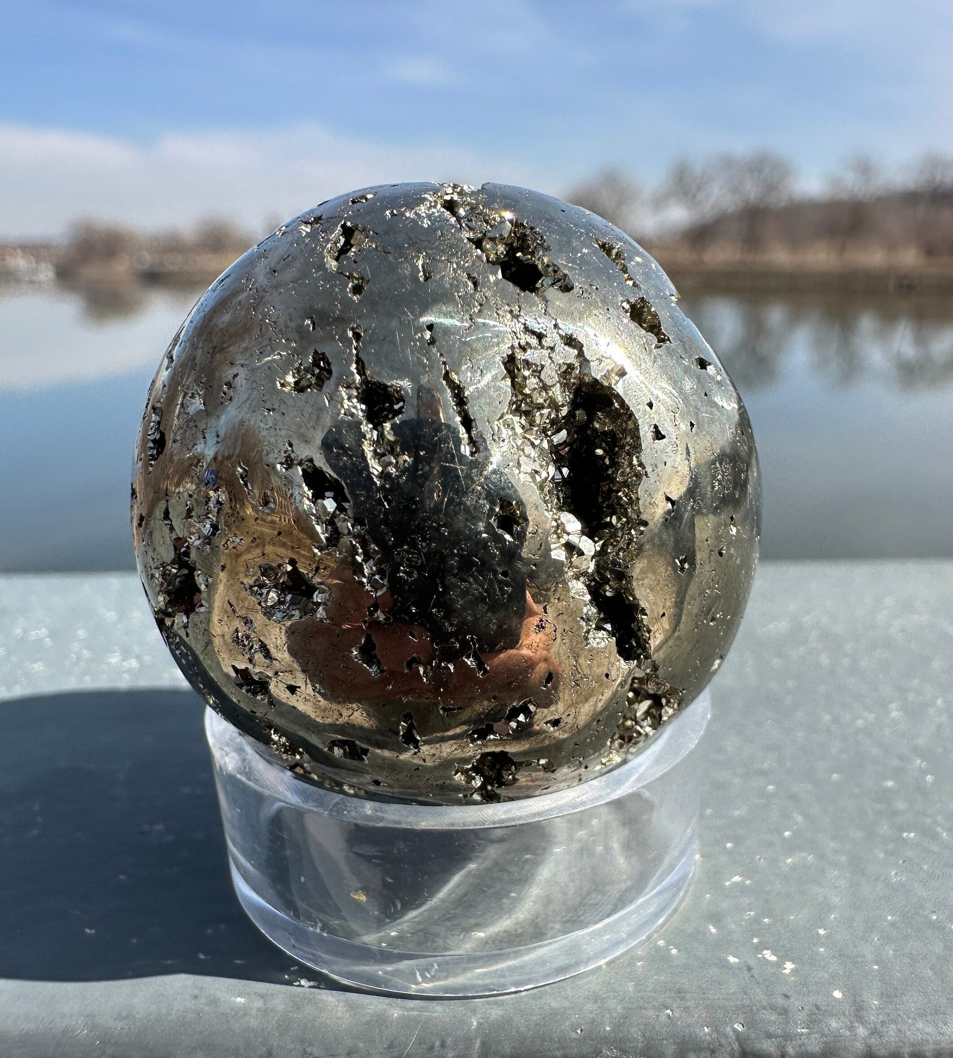 35 mm Pyrite Crystal Sphere | Fools Gold | Pyrite Sphere | Prosperity Protection | Crystal Sphere