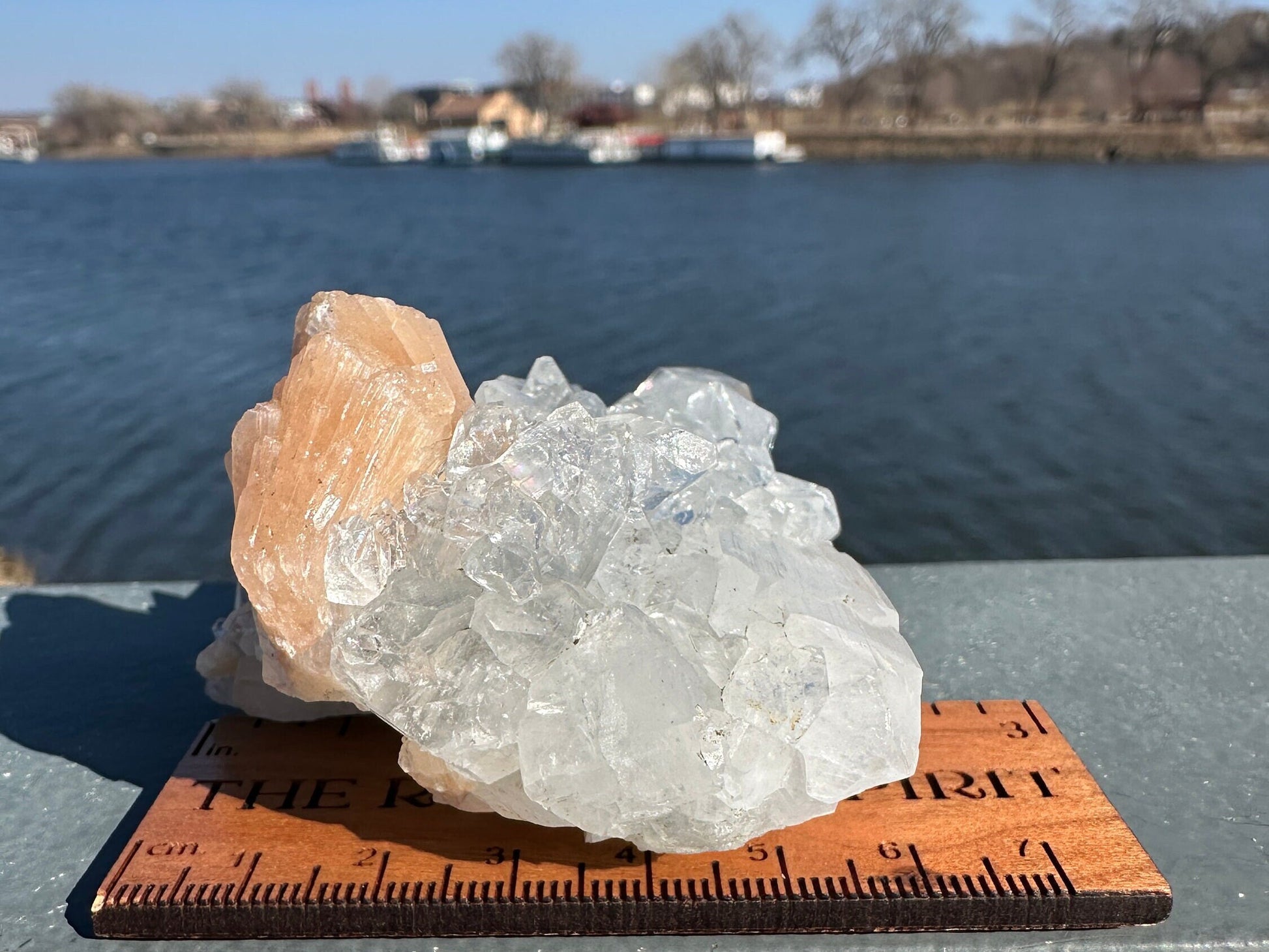 High Quality Apophyllite and Peach Stilbite Cluster