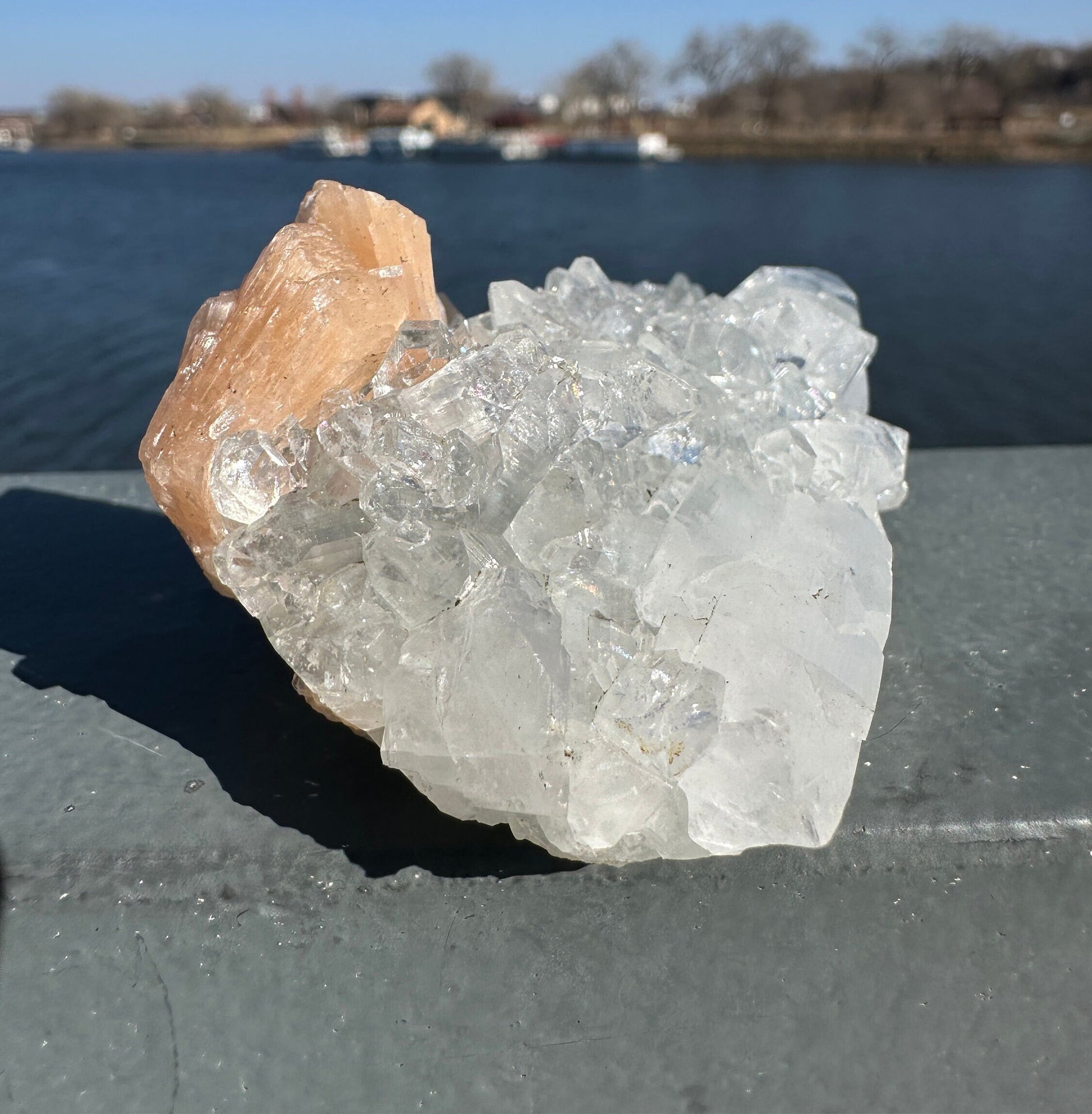 High Quality Apophyllite and Peach Stilbite Cluster