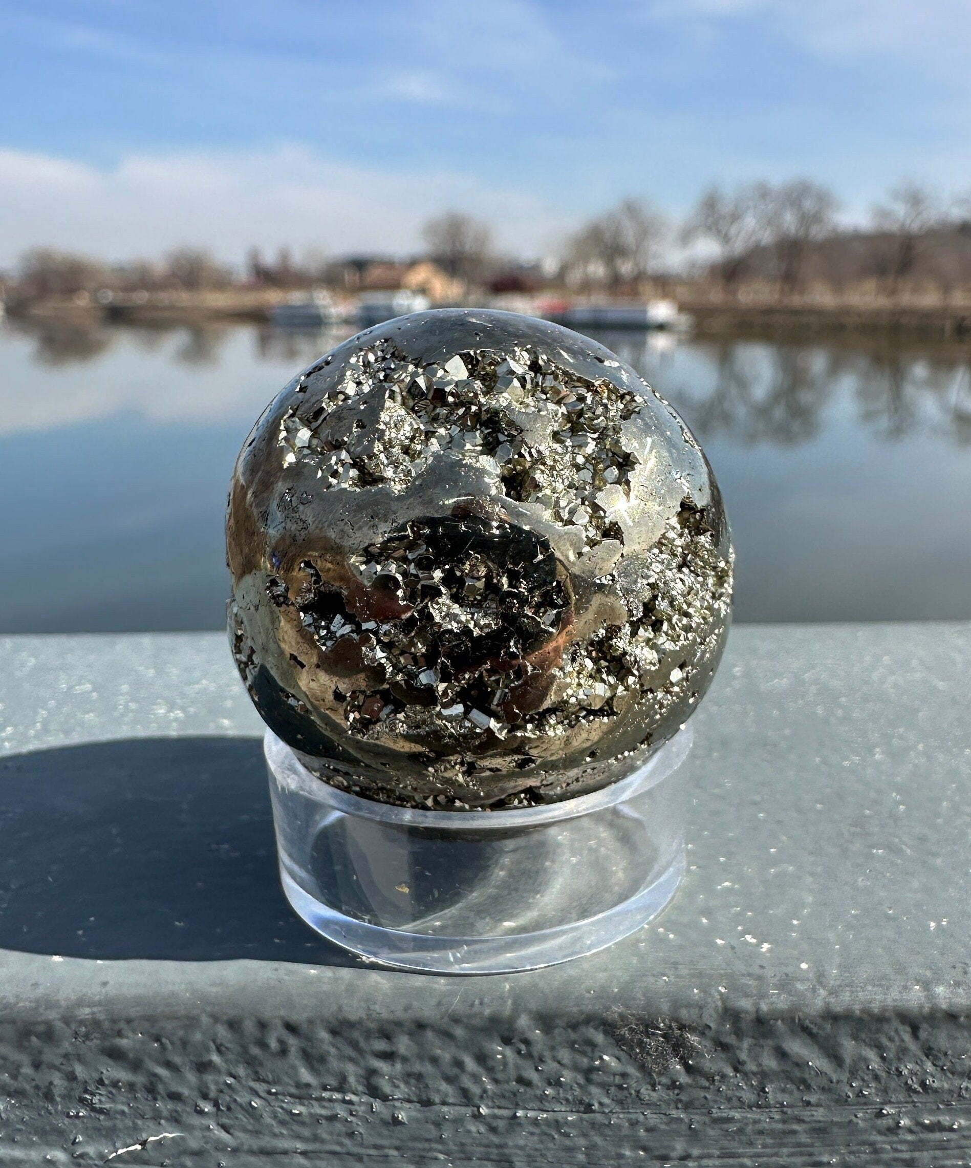 35 mm Pyrite Crystal Sphere | Fools Gold | Pyrite Sphere | Prosperity Protection | Crystal Sphere